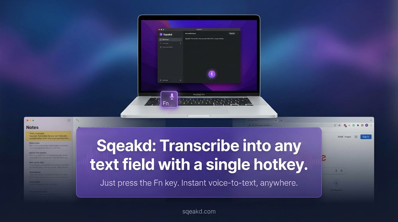 sqeakd - Transcribe into any text field with a single hotkey